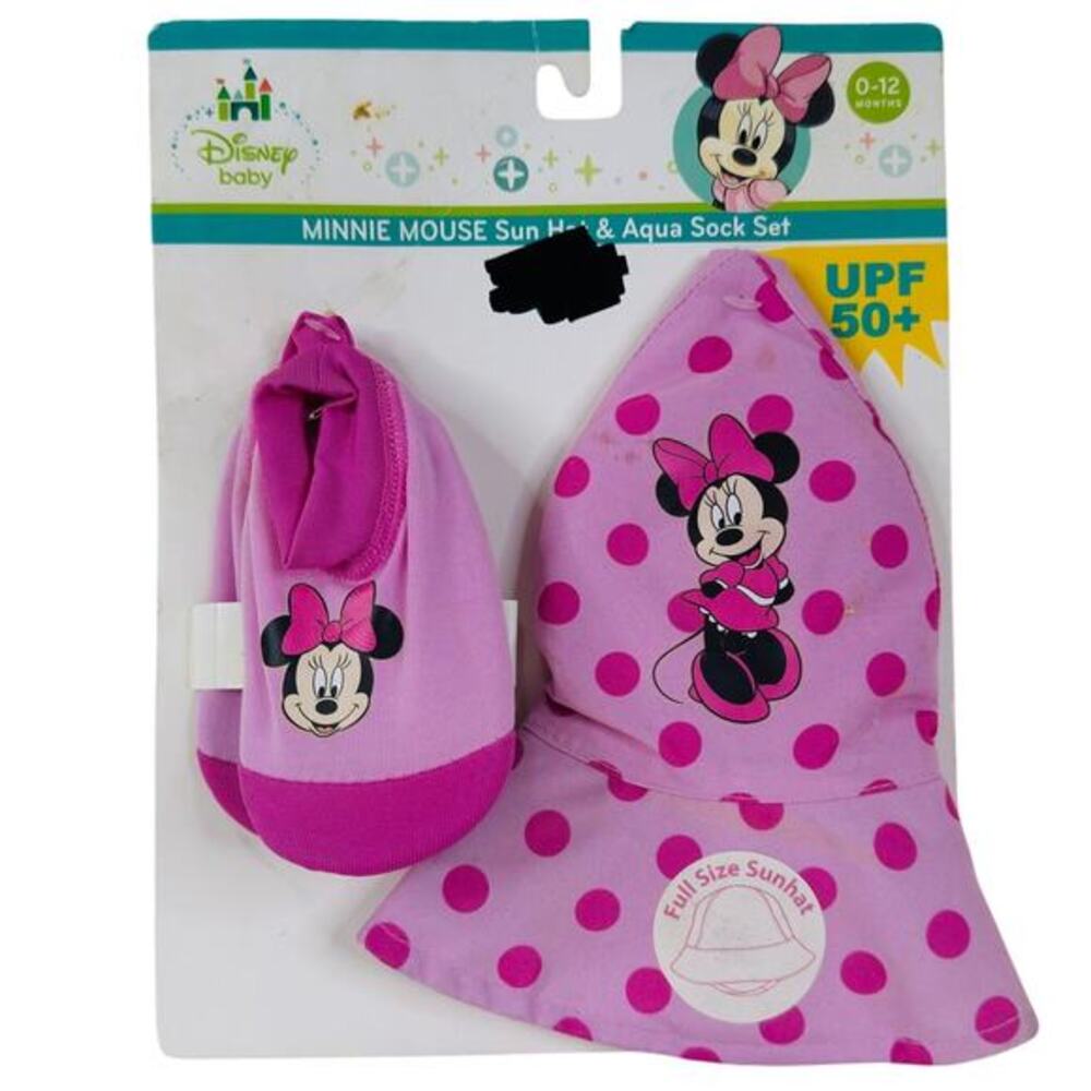 Disney Minnie Sun Hat & Aqua Sock Set Beach Pool 0-12 months